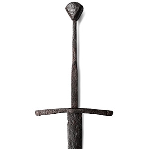 Massive Medieval Iron Two-Handed Knights Sword with Crosses on Guard