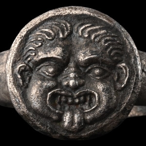 Roman Style Silver Ring with Gorgon