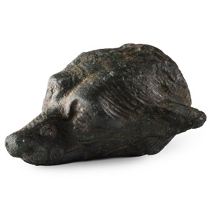 Roman Bronze Head of a Dog