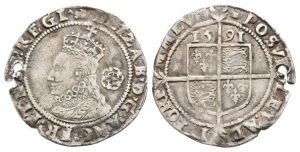 England. Tudor, Elizabeth I AR Sixpence.