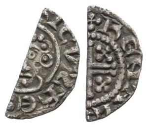 England. Plantagenet, John AR Cut Halfpenny.