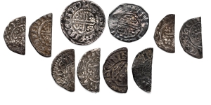 Group of Ten [10] Plantagenet AR Pennies and Cut Halfpennies.