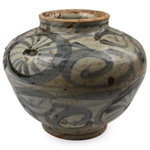 Chinese Yuan Blue and White Peony Jar