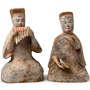 Chinese Tang Style Terracotta Musician Pair
