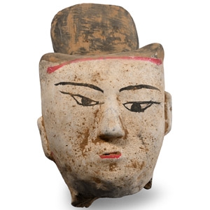 Chinese Han Style Terracotta Head with Headdress