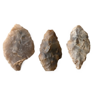 Stone Age Flint Arrowhead Group