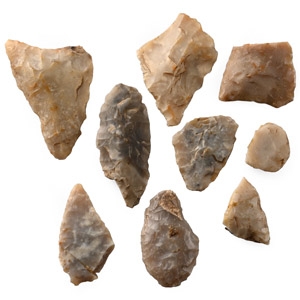 Stone Age Flint Partial Arrowhead Group
