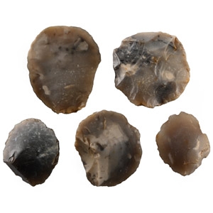 Stone Age Flint Round Steep-Sided Scraper Group