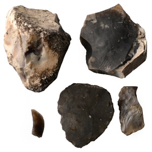 Stone Age Flint Scraper and Flake Tool Group