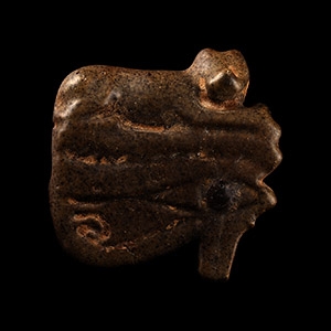Egyptian Hardstone Eye of Horus with Recumbent Lion