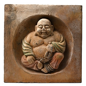 Chinese Ming Terracotta Tile with Chubby Buddha