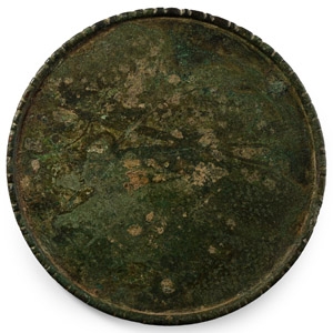Medieval Bronze Platter with Decorated Edge