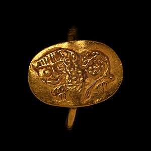 Western Asiatic Gold Ring with Lion