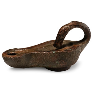 Roman Bronze Oil Lamp with Ducks Head