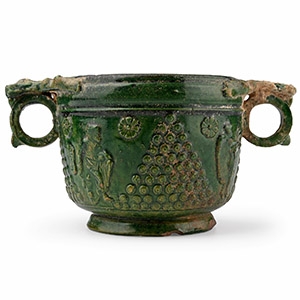 Roman Green Glazed Terracotta Cup with Signature