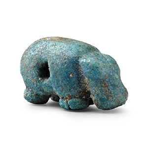 Egyptian Light Blue Faience Hippopotamus Amulet