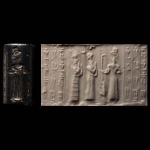 Old Babylonian Hematite Cylinder Seal for Ahi-shagish, son of Sinia, Servant of Amurru