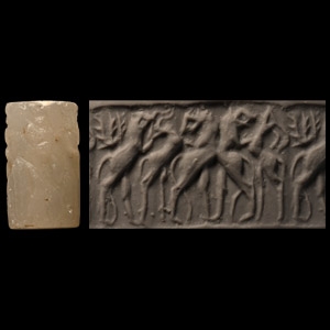 Sumerian Stone Cylinder Seal with Animals