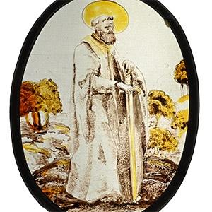 Post Medieval Stained Glass Panel of a Military Saint