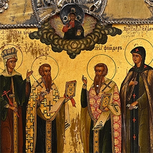 Icon with Saint Alexandra Basil the Great, Feodor and Eudokia