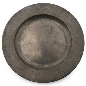 Georgian Pewter Plate with Monogram and Makers Marks