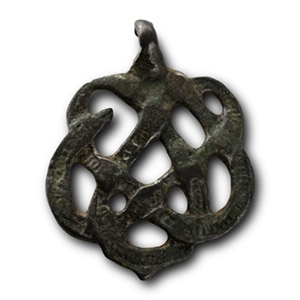 Viking Age Bronze Interlaced Serpent Pendant
