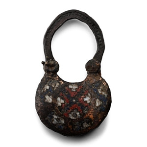 Byzantine Enamelled Bronze Bifacial Temple Ring