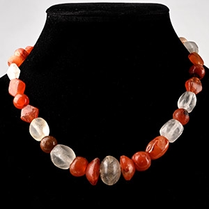 Roman Rock Crystal and Carnelian Bead Necklace String
