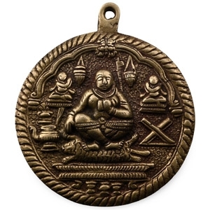Sacred Lama on Tiger Skin Copper-Alloy Pendant