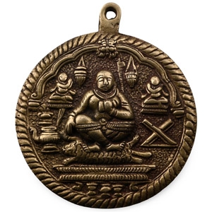 Sacred Lama on Tiger Skin Copper-alloy Pendant