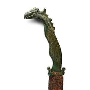 Roman Iron Sickle-Dagger with Bronze Handle