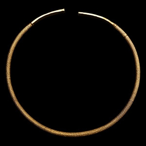 Thracian Gold Clad Ribbed Torc with Decorated Terminals