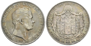 German States. Prussia, Friedrich Wilhelm IV AR 2 Thalers or 3 1/2 Gulden.