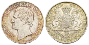 German States. Sachsen (Saxony, Kingdom), Johann AR Vereinstaler.