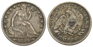 United States of America AR Seated Liberty Half Dollar or 50 Cents.