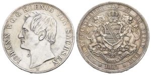 German States. Sachsen (Saxony, Kingdom), Johann AR 2 Vereinsthaler.