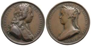 France. Louis XV and Queen Marie Leszczynska AE Medal.