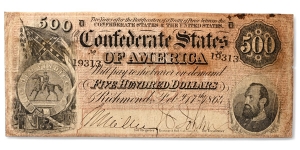 Confederate States of America, Five Hundred Dollars T64.