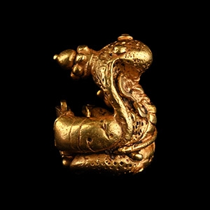 Late Gupta Gold Hair Ring with Serpent