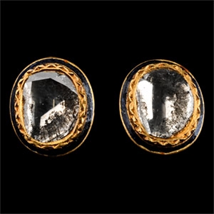 Large Indian Diamond Earrings with Enamel