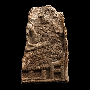 Sumerian Alabaster Plaque with Seated Man