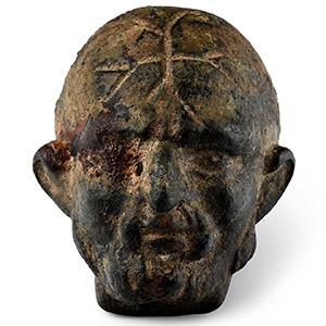 Roman Bronze Money Box with Cross