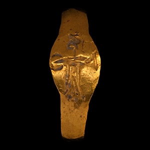 Greek Gold Ring with Stylised Warrior
