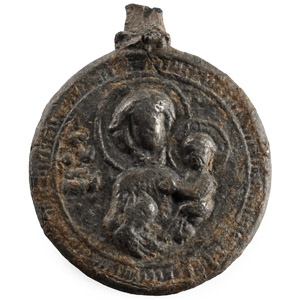 Byzantine Lead Pendant with Virgin and Child