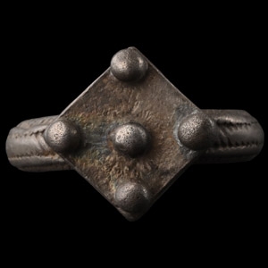 Roman Heavy Silver Ring with Square Plaque