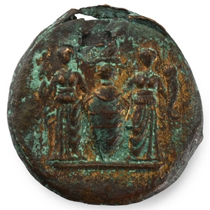 Roman Gilt Bronze Medallion with Mythological Scene
