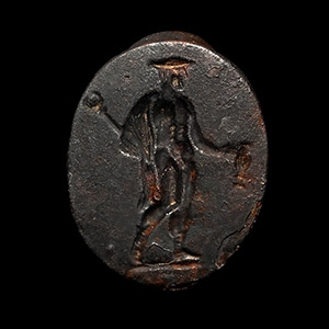 Greek Bronze Ring with Standing Hermes