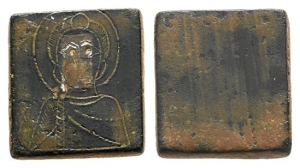 Byzantine Square Coin or Commercial Bronze Weight of 1 Nomisma.