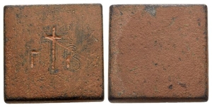 Byzantine Square Bronze Commercial Weight of Two Unciae.