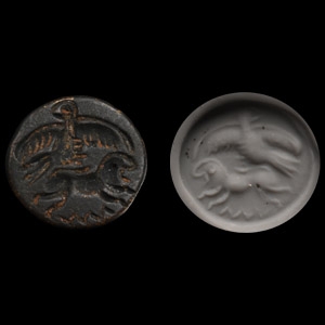 Urartu Hematite Stamp Seal with Eagle and Lion